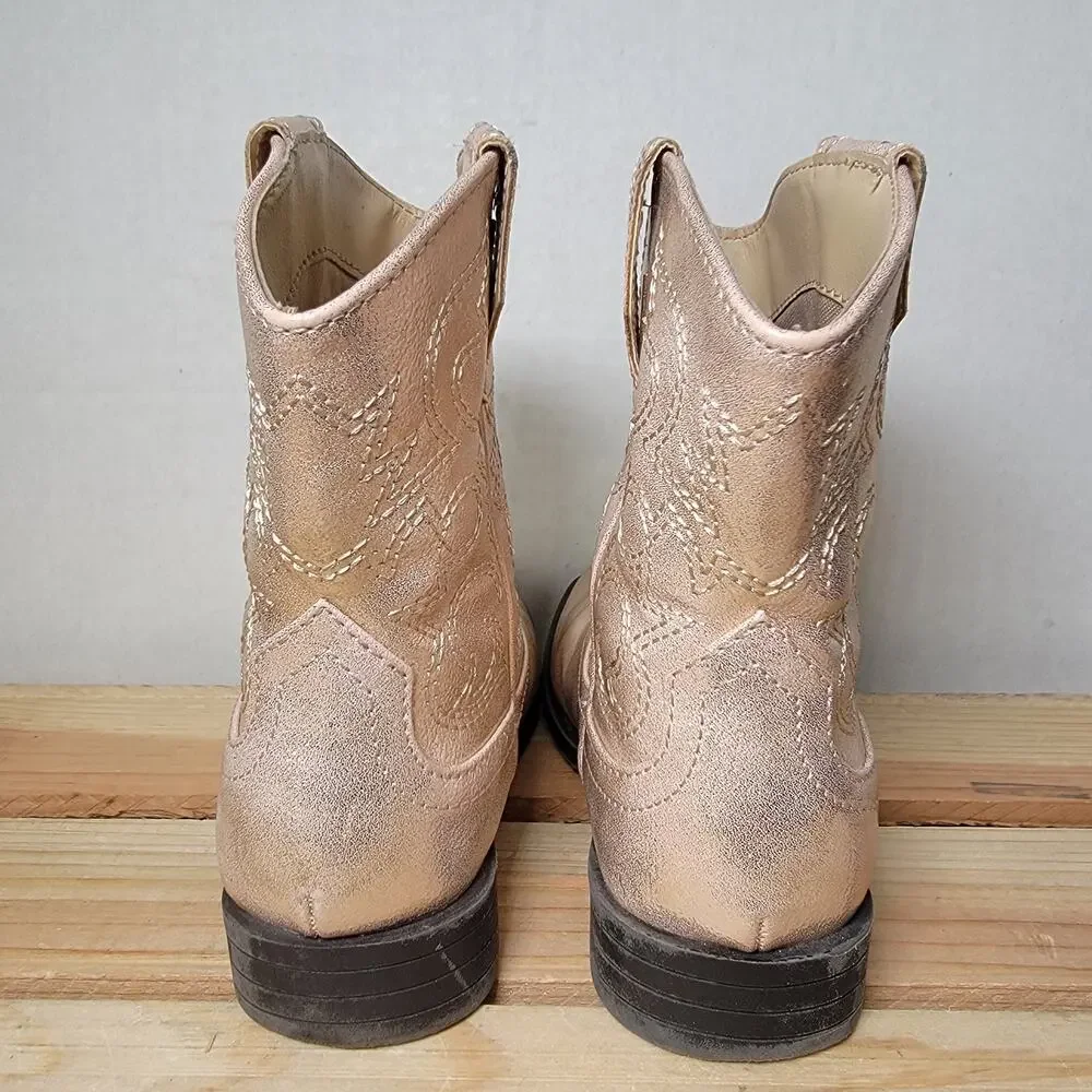 Wonder Nation Girls Lt. Gold Shimmer Western Boots - Size 6